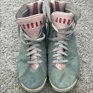 Jordan Sneakers with Unique Green and Pink Design